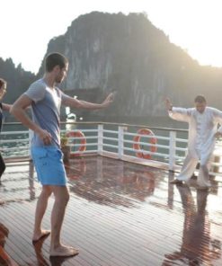 practice tai chi lesson at halong bay