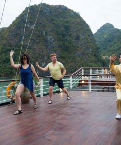 tai chi lesson at halong bay