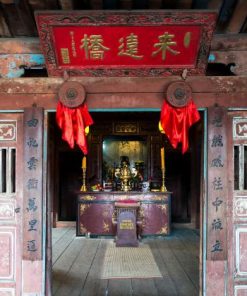 temple at japanese covered bridge