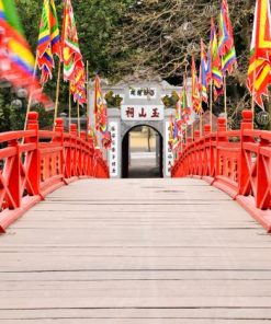 the huc bridge leading to ngoc son temple